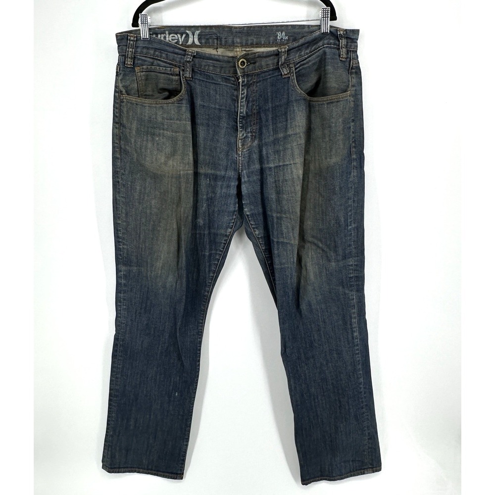 Hurley 84 Jeans Mens 40X31.5 Dark Wash Indigo Slim Fit Denim Stretch Skater Y2K